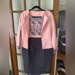 Mother of the bride Pink and Black Blazer Dress Set